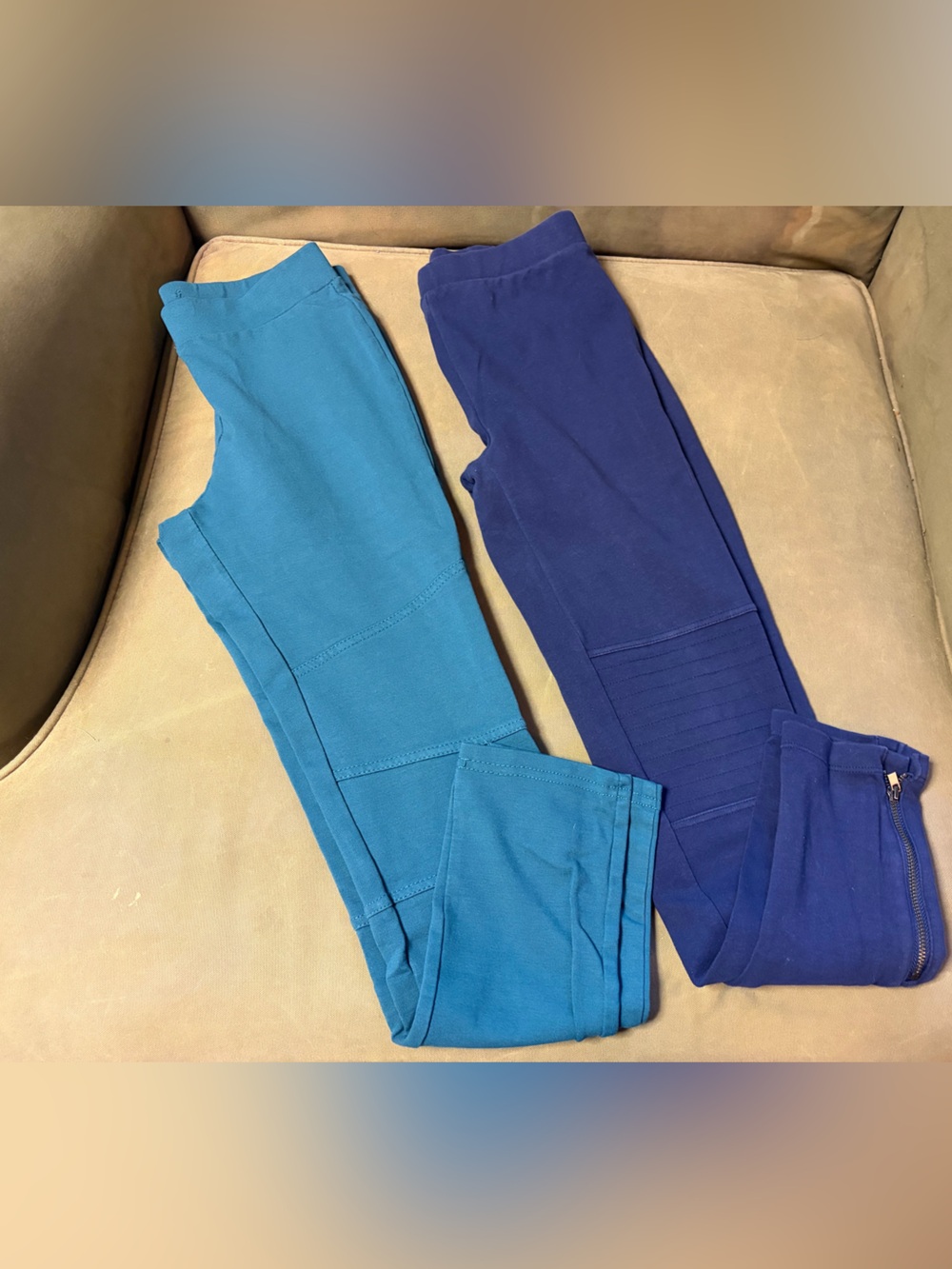 Old Navy Girls' Two-Pair Stretch Moto Leggings in Teal and Navy